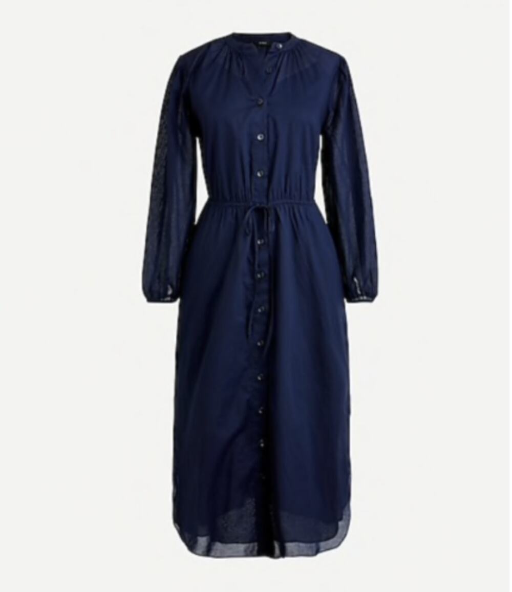 J.Crew Navy Blue Cotton Voile Relaxed-Fit Maxi Shirt Dress Size 2 NWT
